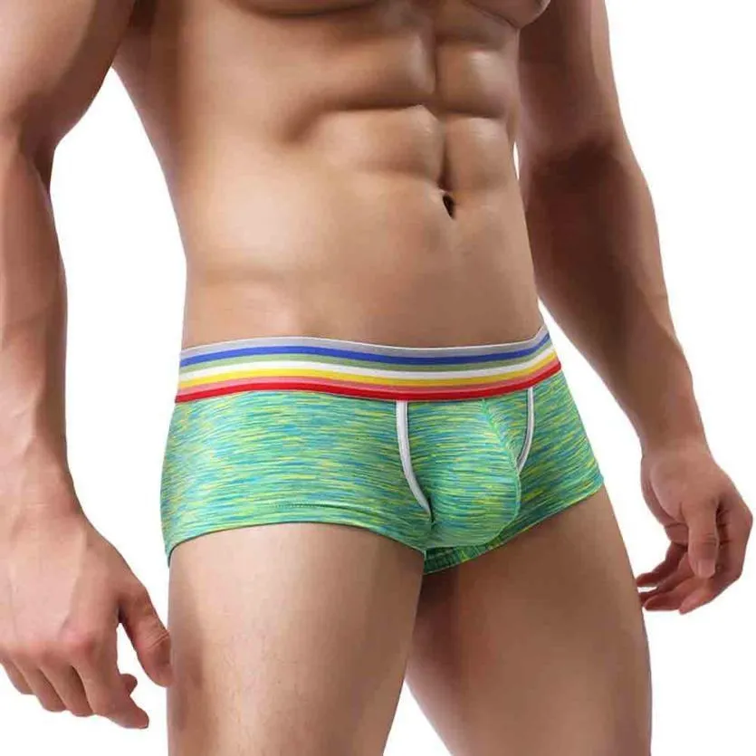 Rainbow Band Mesh Square Cut Boxer Briefs