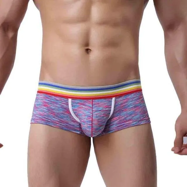 Rainbow Band Mesh Square Cut Boxer Briefs