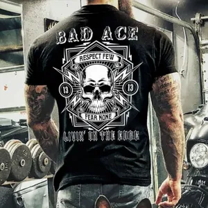 Retro Bad Ace Motorcycling Printed T-Shirt