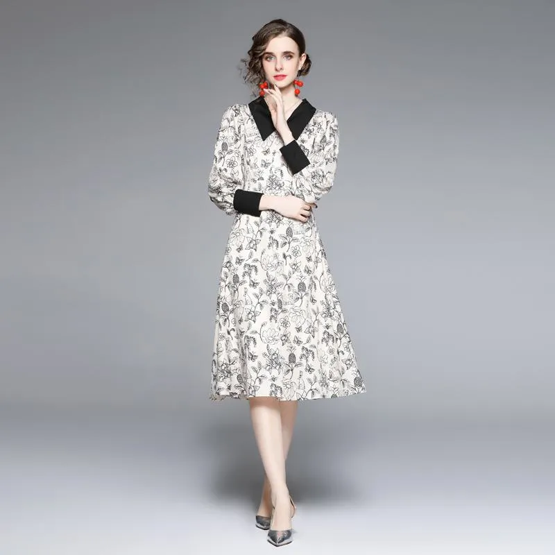 Retro Print Niche French Style Dress