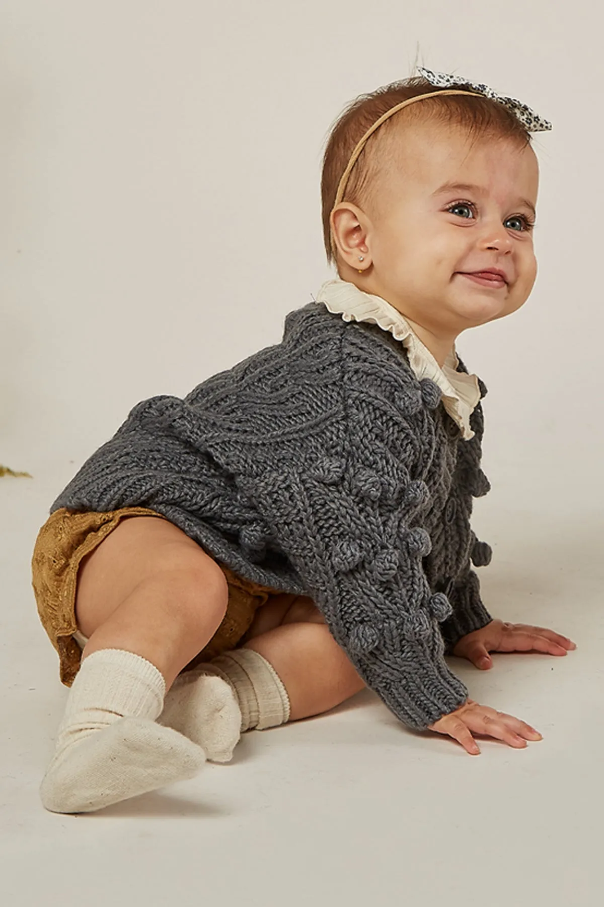 Rylee   Cru Bobble Baby Cardigan - Washed Indigo (Size 12/18M left)