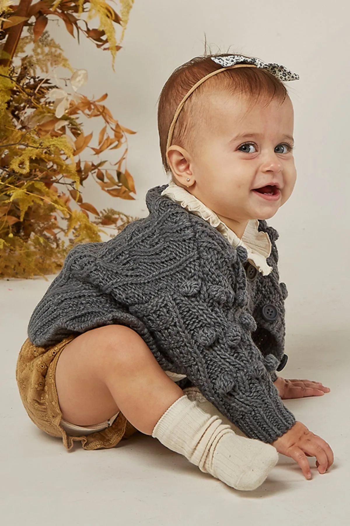 Rylee   Cru Bobble Baby Cardigan - Washed Indigo (Size 12/18M left)