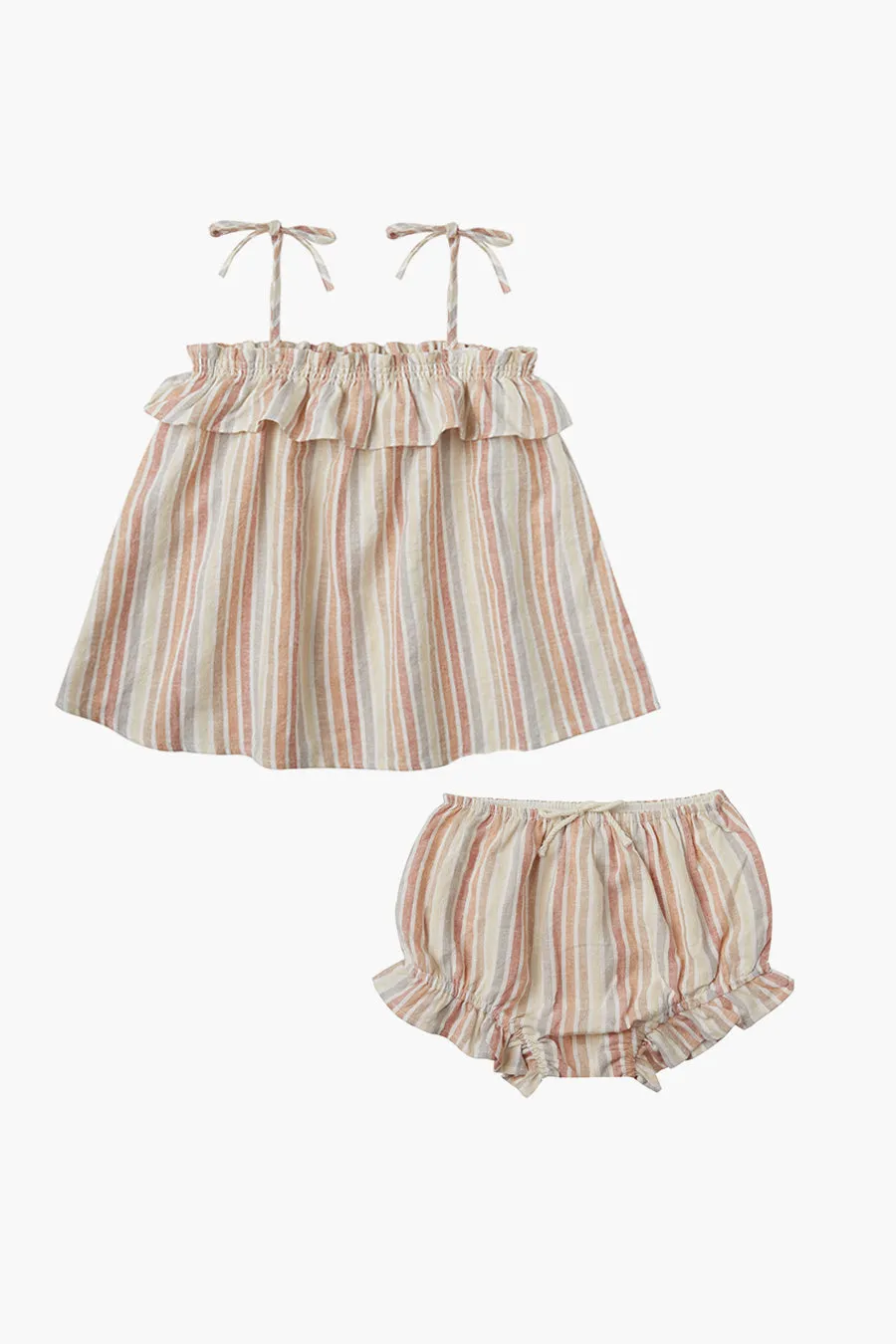 Rylee   Cru Multi Stripe Ruffle Baby Girls Set