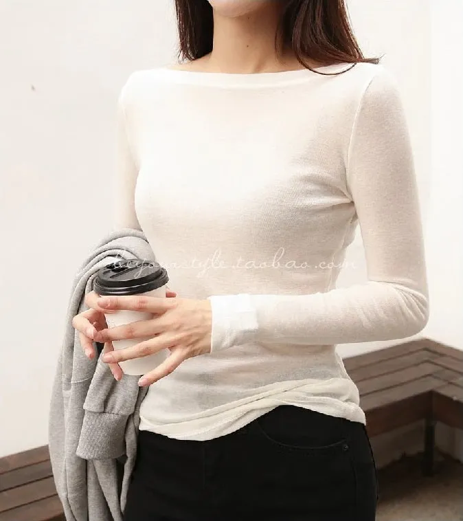 Sexy Elastic Korean Style Slim Long Sleeve