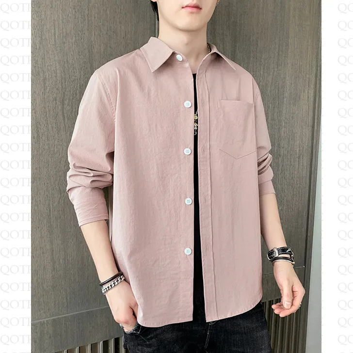 Solid Color Loose Fit Button Front Long Sleeve Shirt