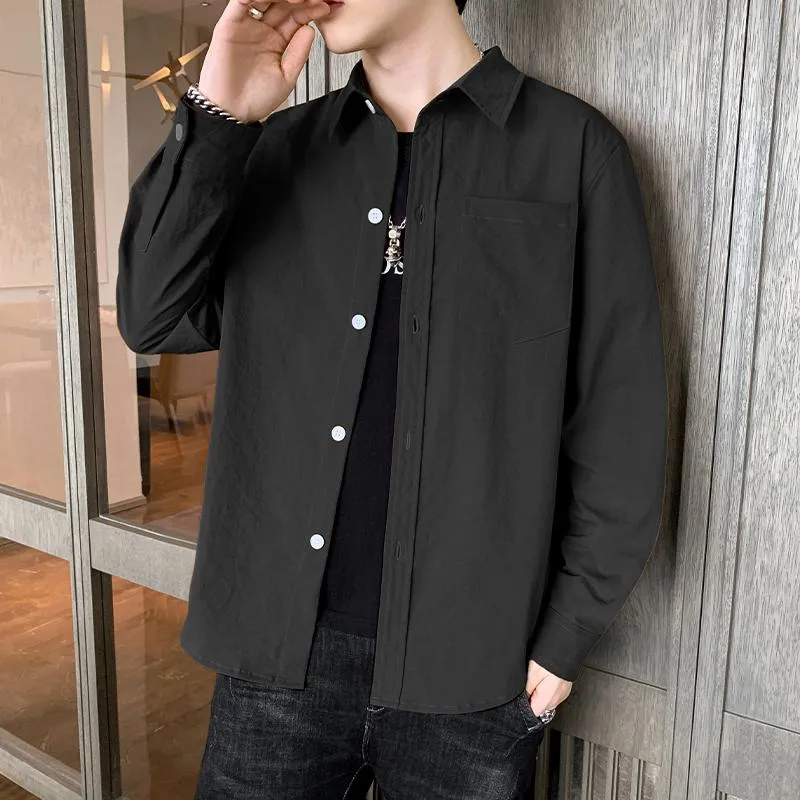 Solid Color Loose Fit Button Front Long Sleeve Shirt