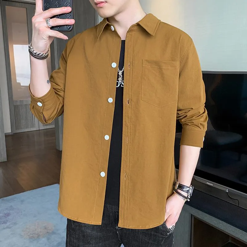 Solid Color Loose Fit Button Front Long Sleeve Shirt