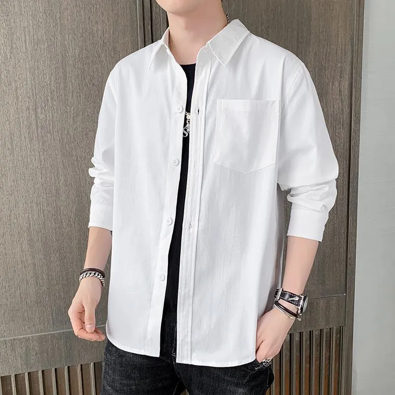 Solid Color Loose Fit Button Front Long Sleeve Shirt