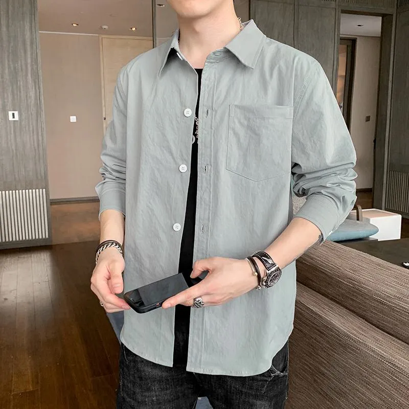 Solid Color Loose Fit Button Front Long Sleeve Shirt