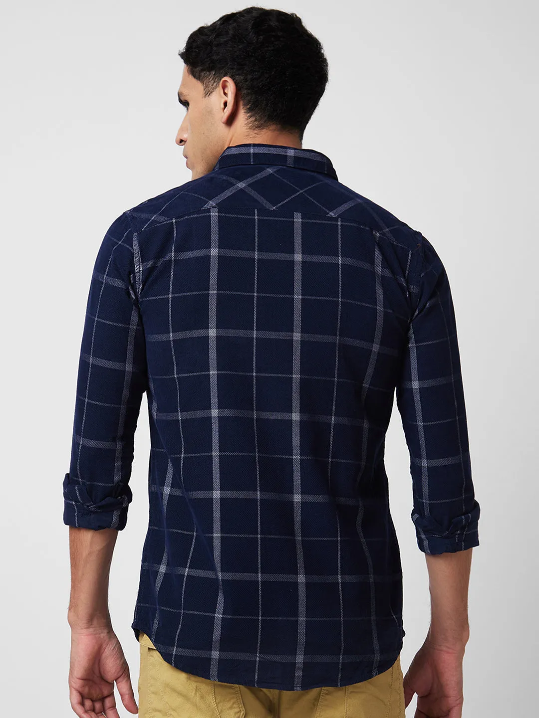 Spykar Blue Checked Shirt For Men