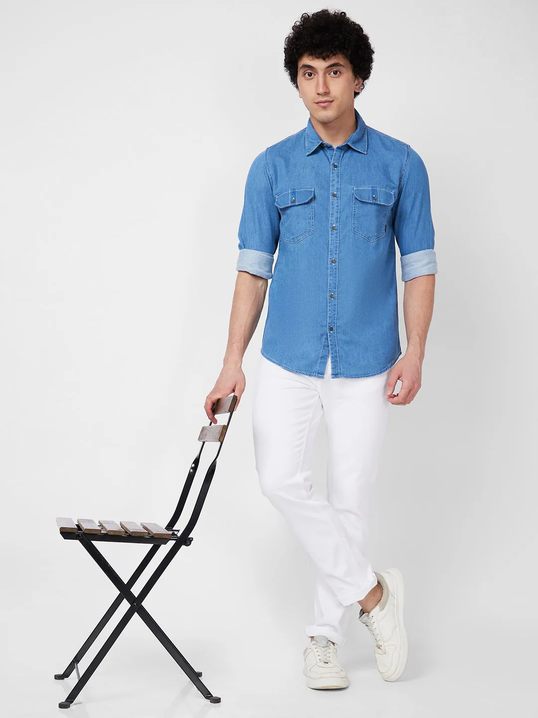 Spykar Blue Indigo Shirt For Men