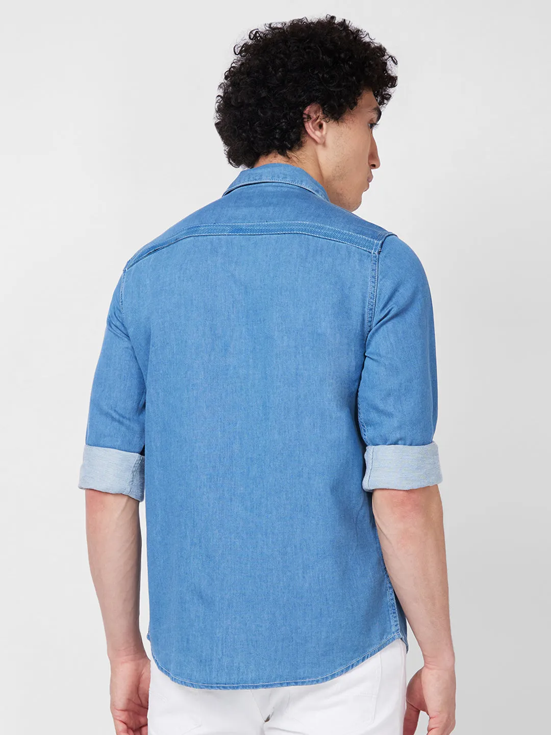 Spykar Blue Indigo Shirt For Men