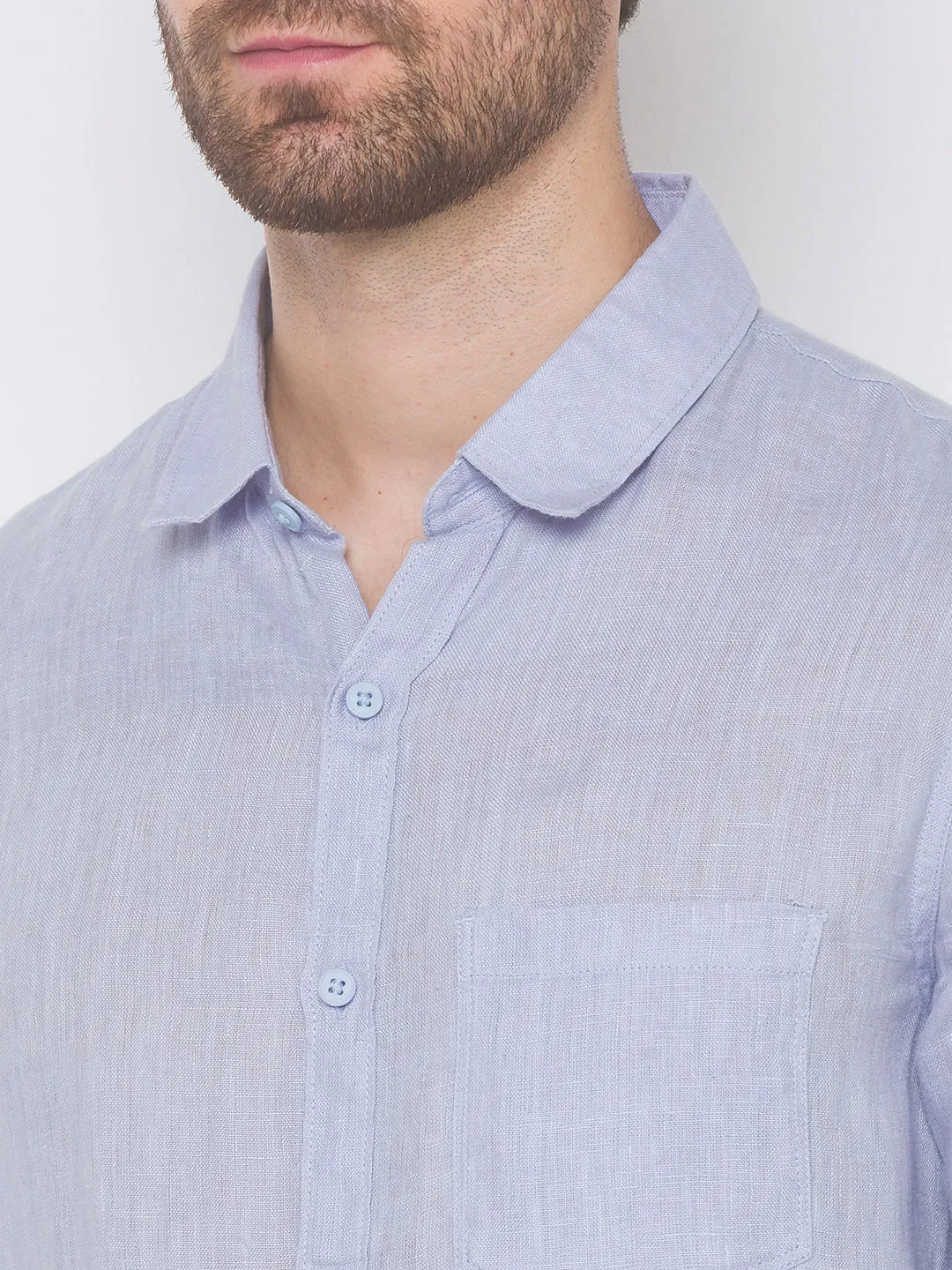 Spykar Men Lavender Cotton Shirts (Slim)