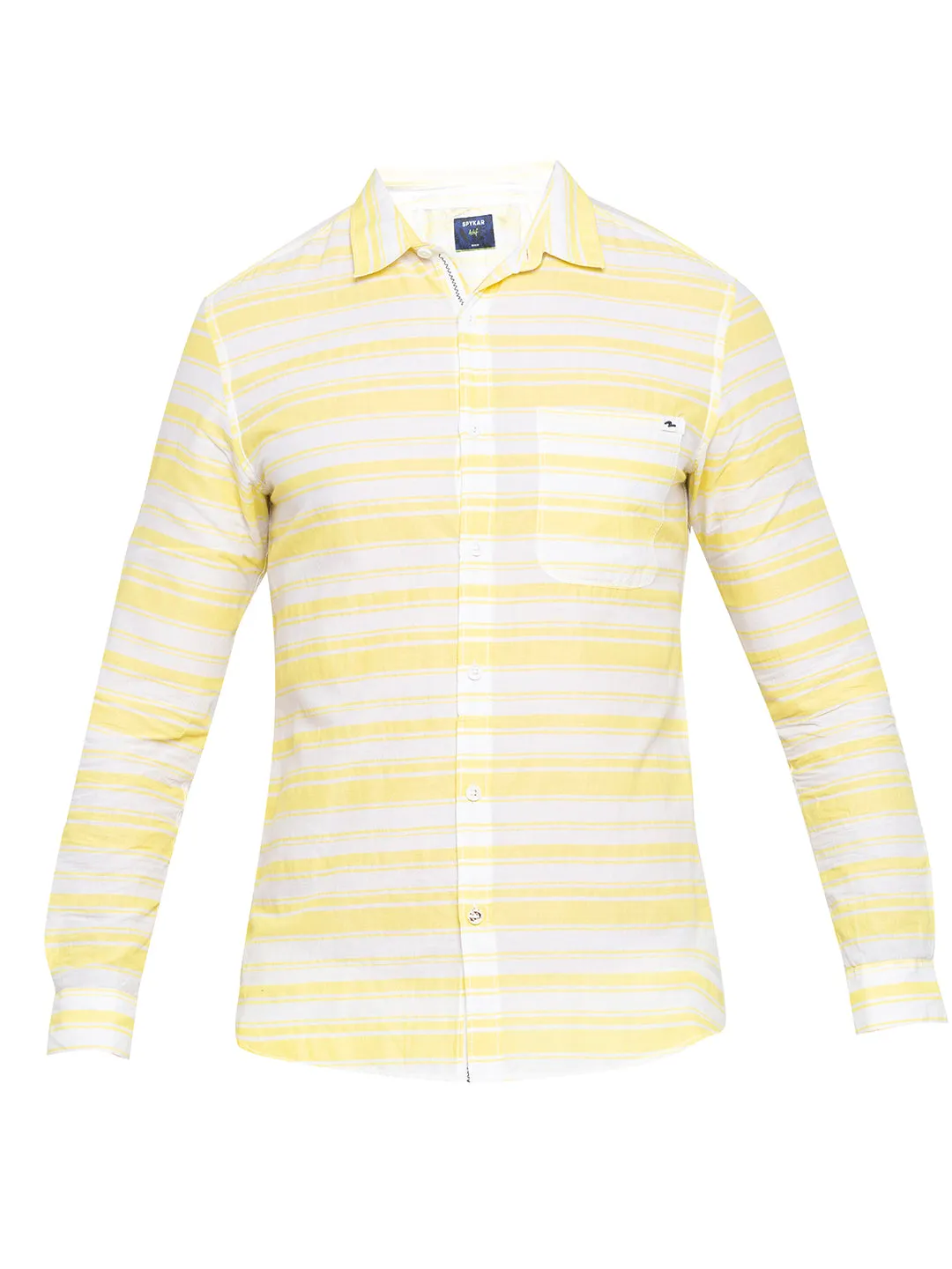 Spykar Men Lemon Yellow Cotton Slim Fit Shirt