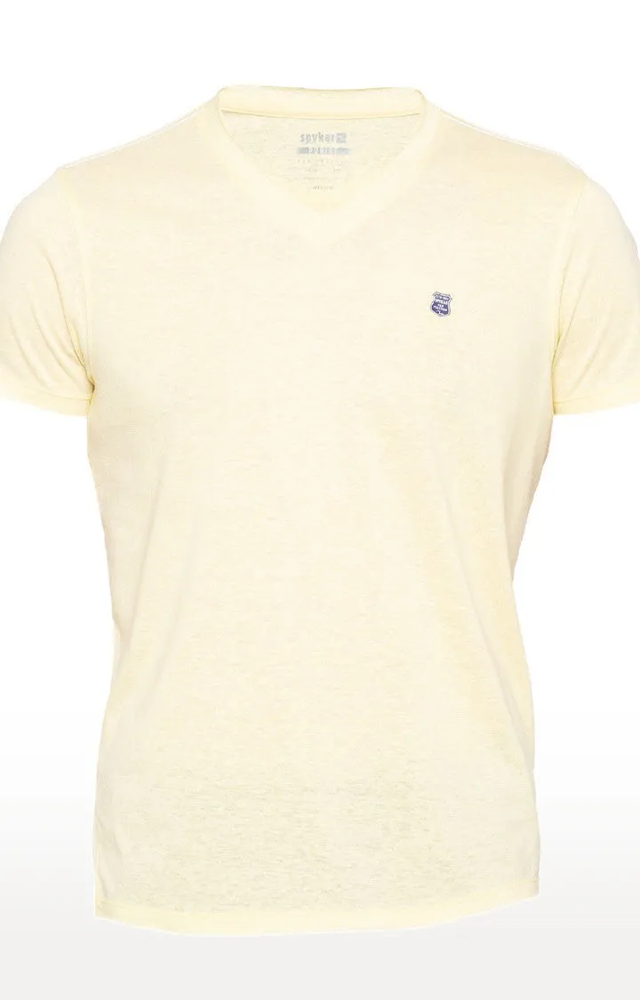 Spykar Pestle Yellow Melange Slim Fit Men T-Shirts