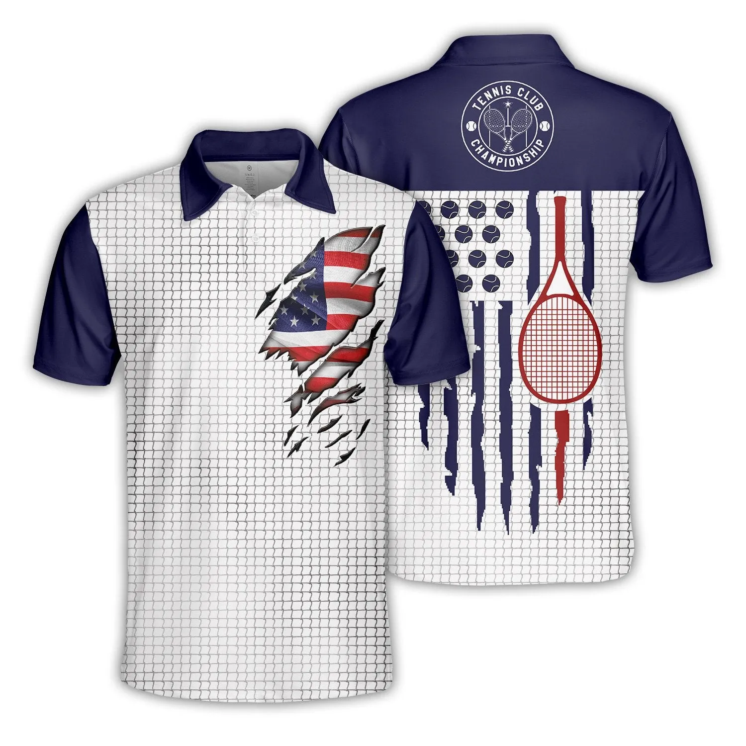 Tennis American Polo Shirt For Men, Idea Gift for Tennis Players