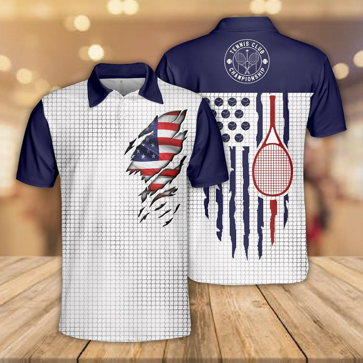 Tennis American Polo Shirt For Men, Idea Gift for Tennis Players