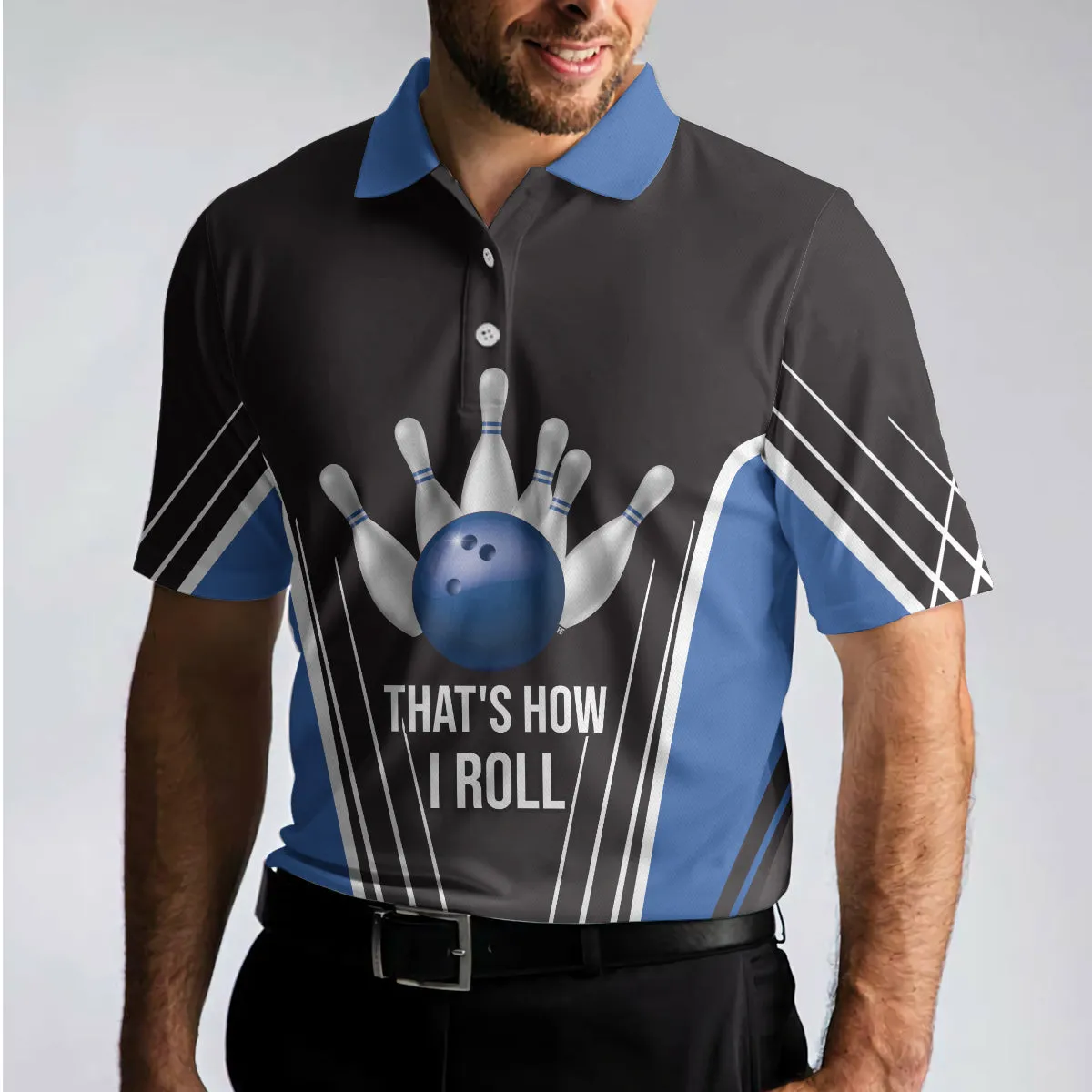 That'S How I Roll Bowling Short Sleeve Polo Shirt, Digital Bowling Alley Polo Shirt, Men Bowling Shirt