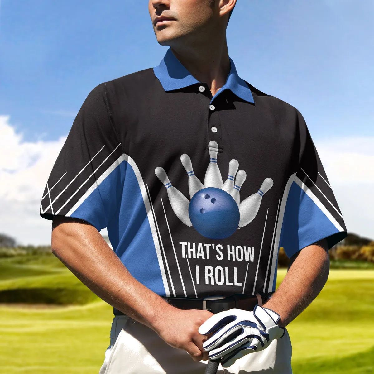 That'S How I Roll Bowling Short Sleeve Polo Shirt, Digital Bowling Alley Polo Shirt, Men Bowling Shirt