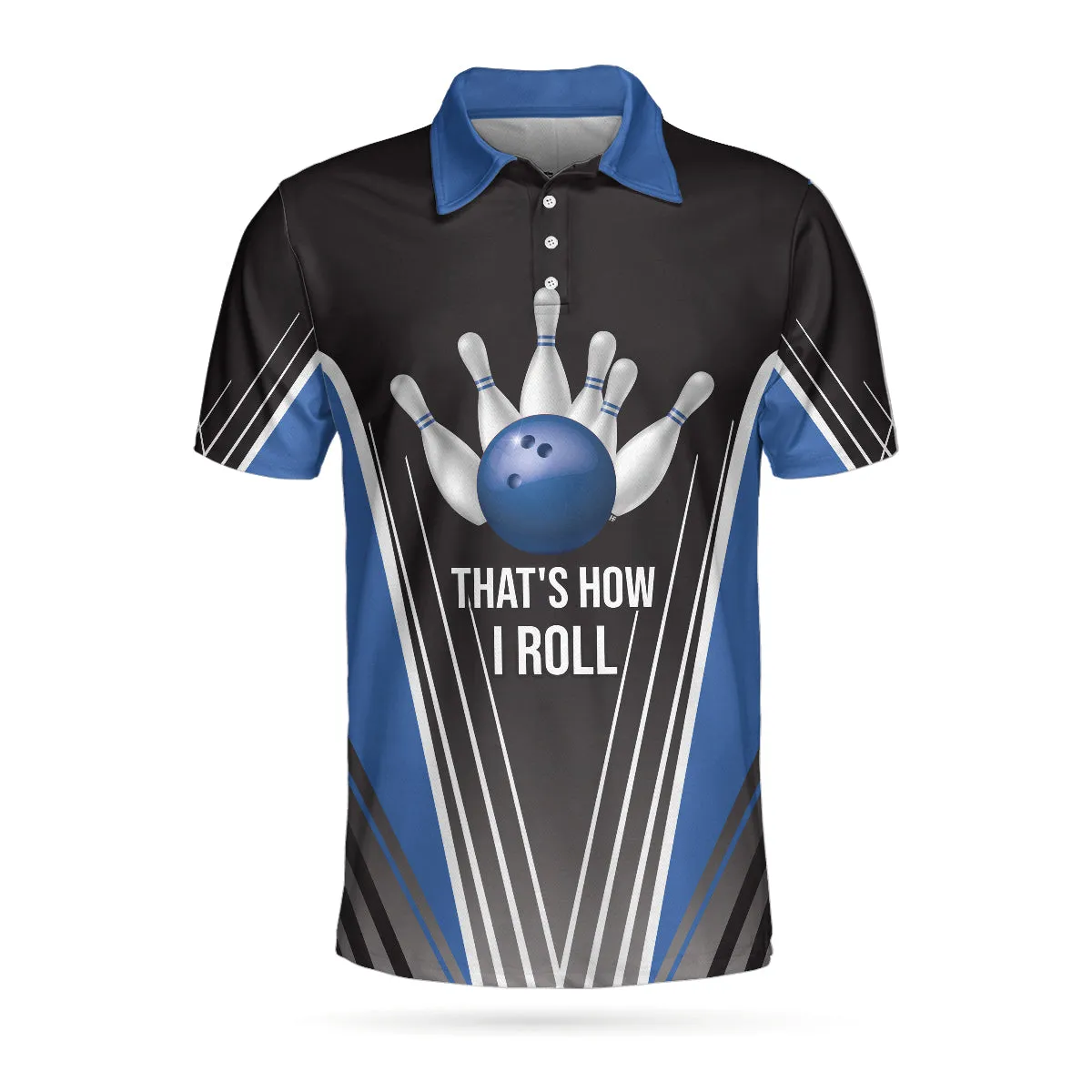 That'S How I Roll Bowling Short Sleeve Polo Shirt, Digital Bowling Alley Polo Shirt, Men Bowling Shirt