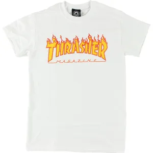 Thrasher Flame Logo Small White T-Shirt