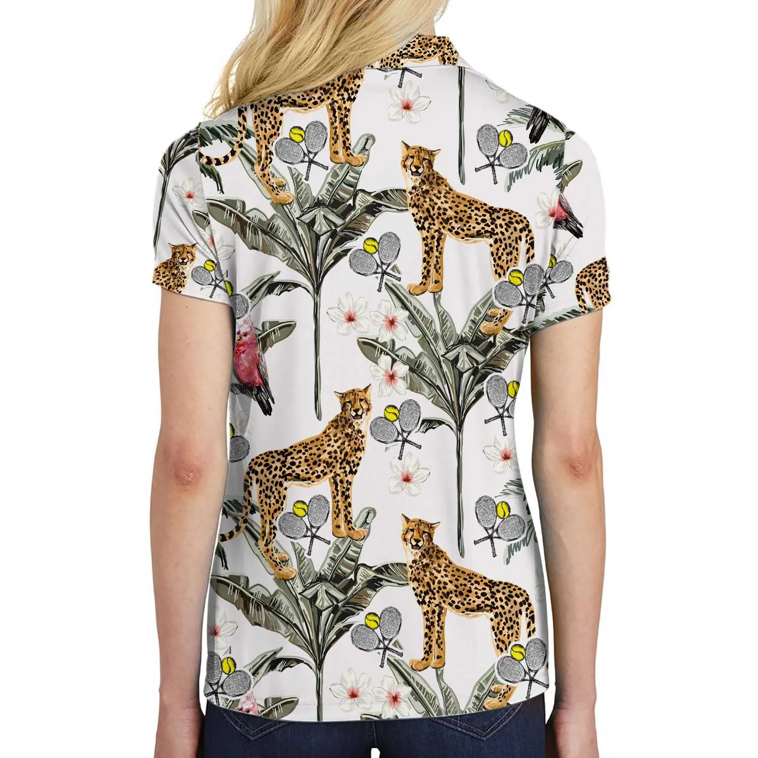 Tropical Coconut Leopard Tennis Shirt For Women Short Sleeve Women Polo Shirt Coolspod