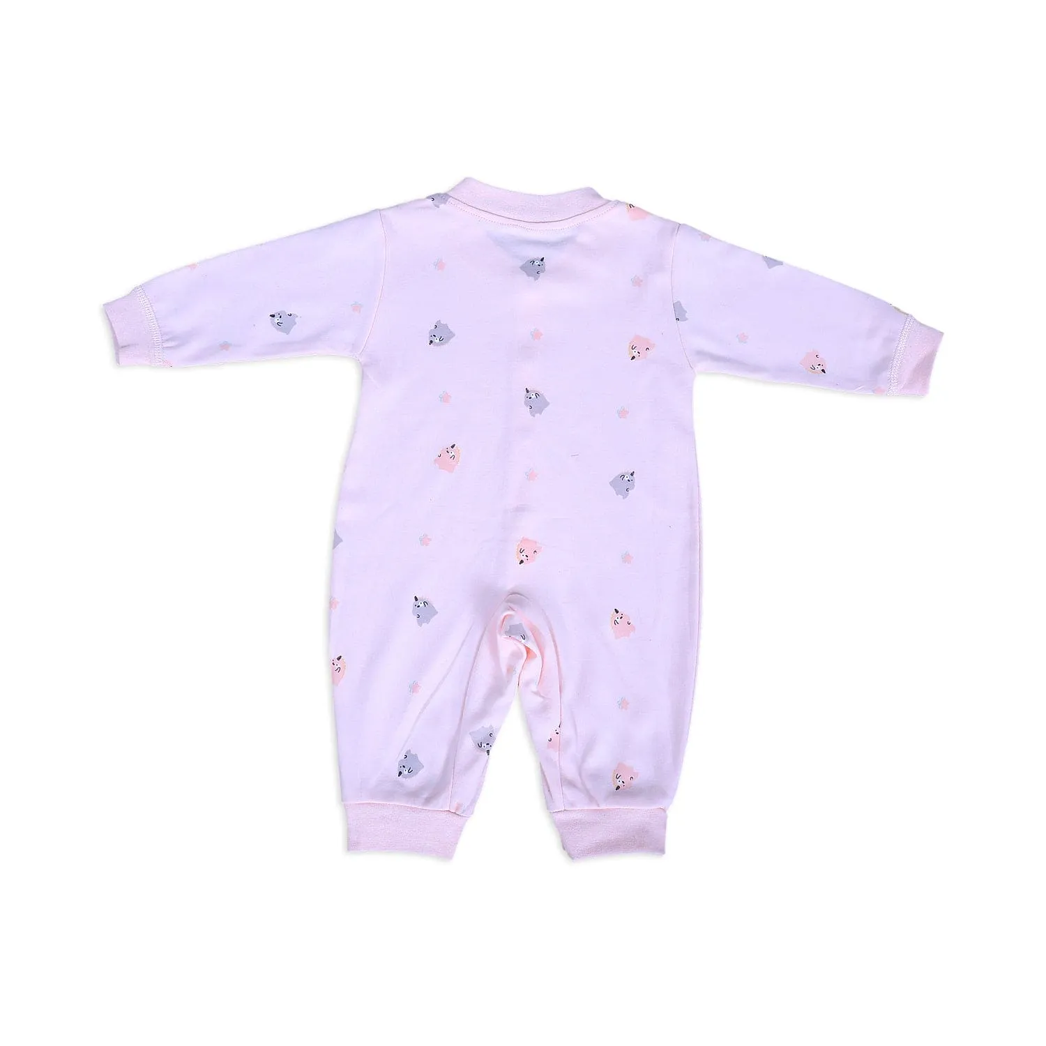 Unicorns And Stars Full Sleeves One-Piece Snap Button Bodysuit - Pink