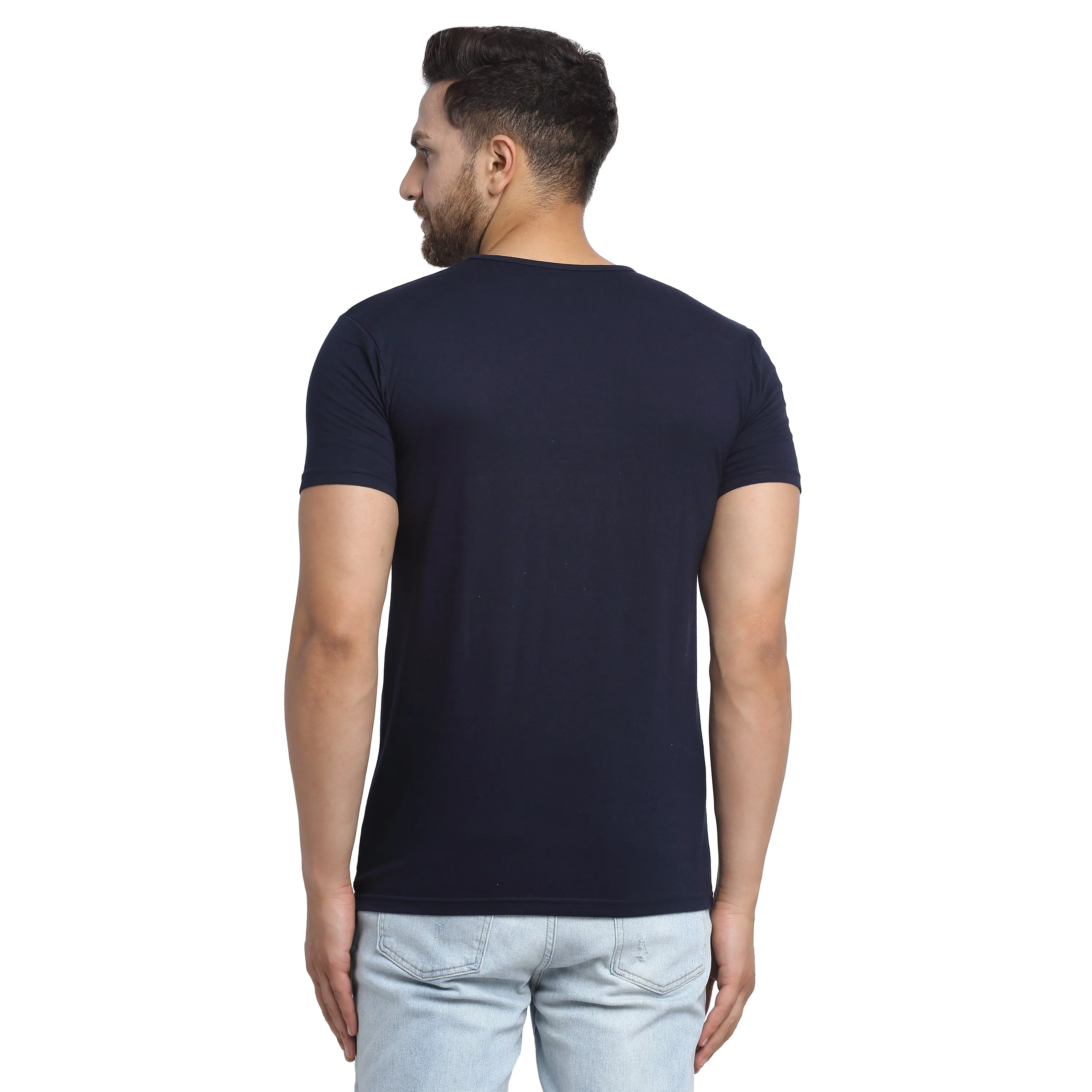 Vimal Jonney Round Neck Dark Blue T-shirt For Men's