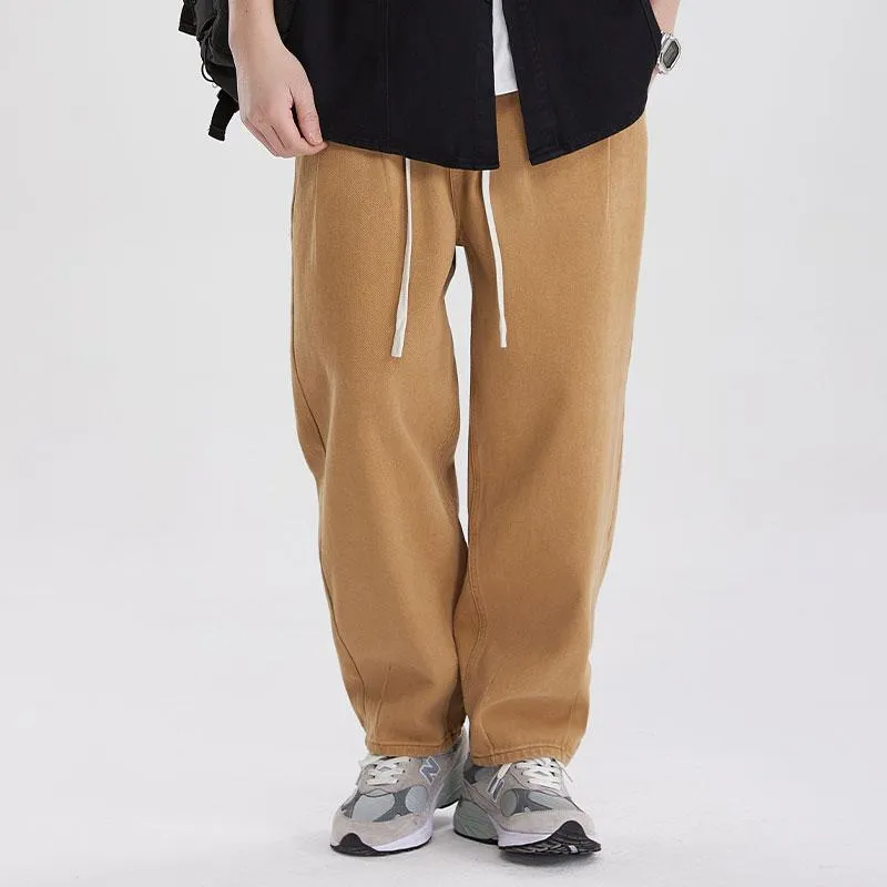 Washed Out Retro Label Trendy Loose Fit Pants