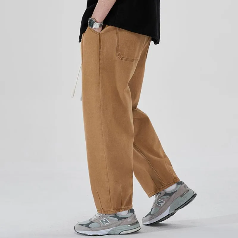 Washed Out Retro Label Trendy Loose Fit Pants