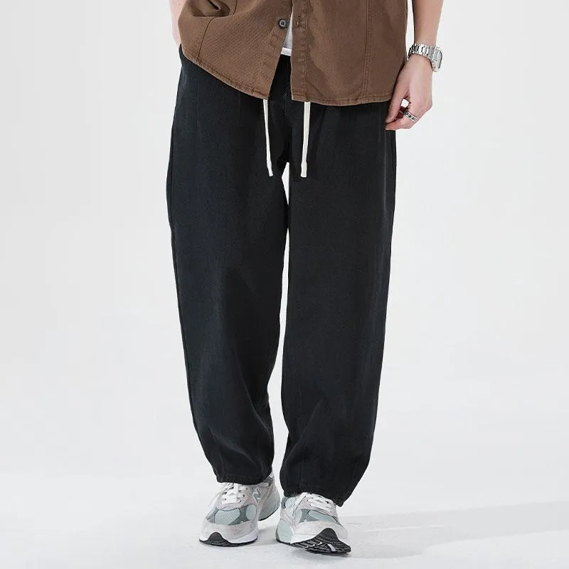 Washed Out Retro Label Trendy Loose Fit Pants