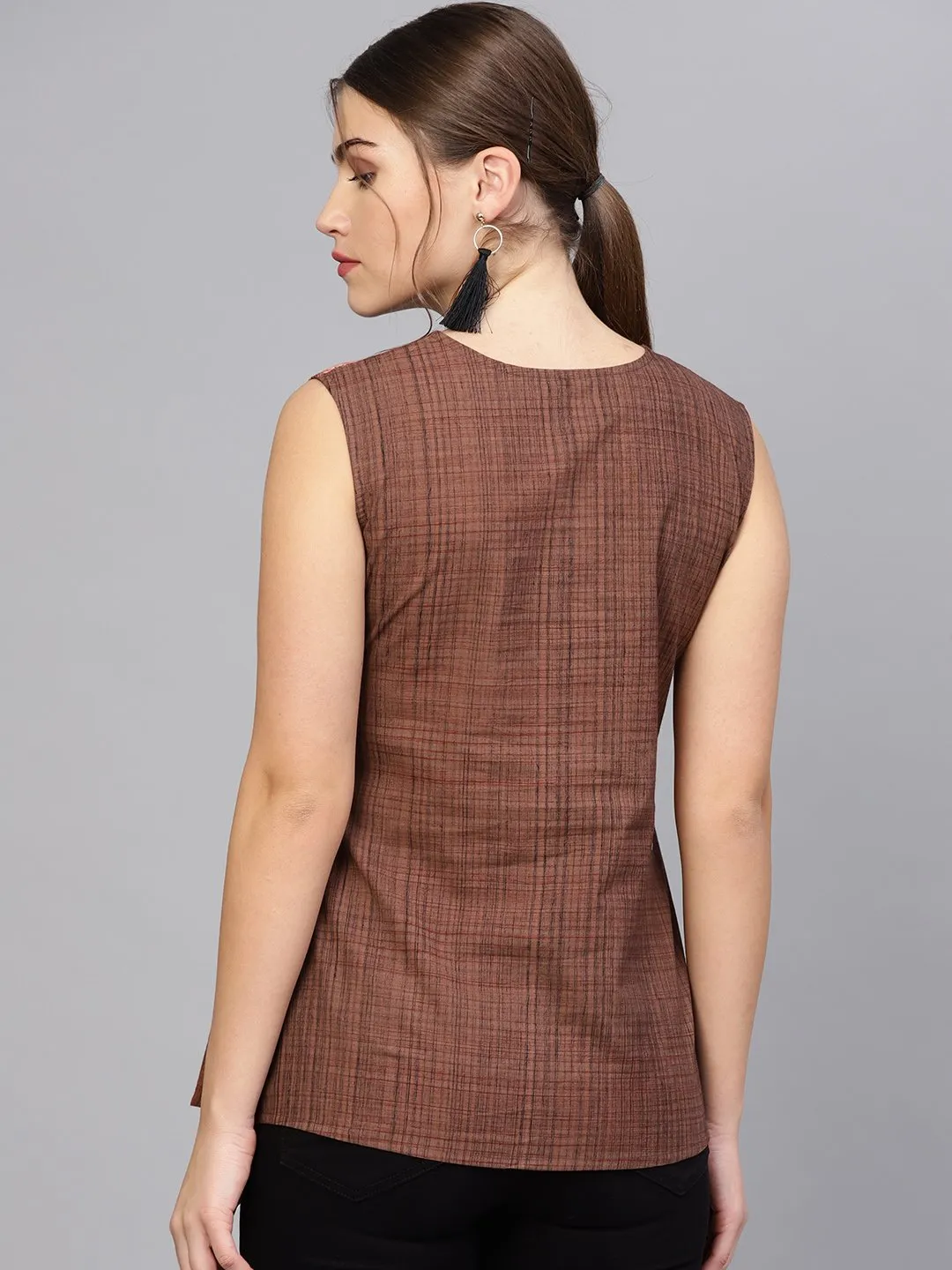 Women Brown Printed A-Line Top