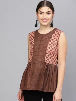 Women Brown Printed A-Line Top