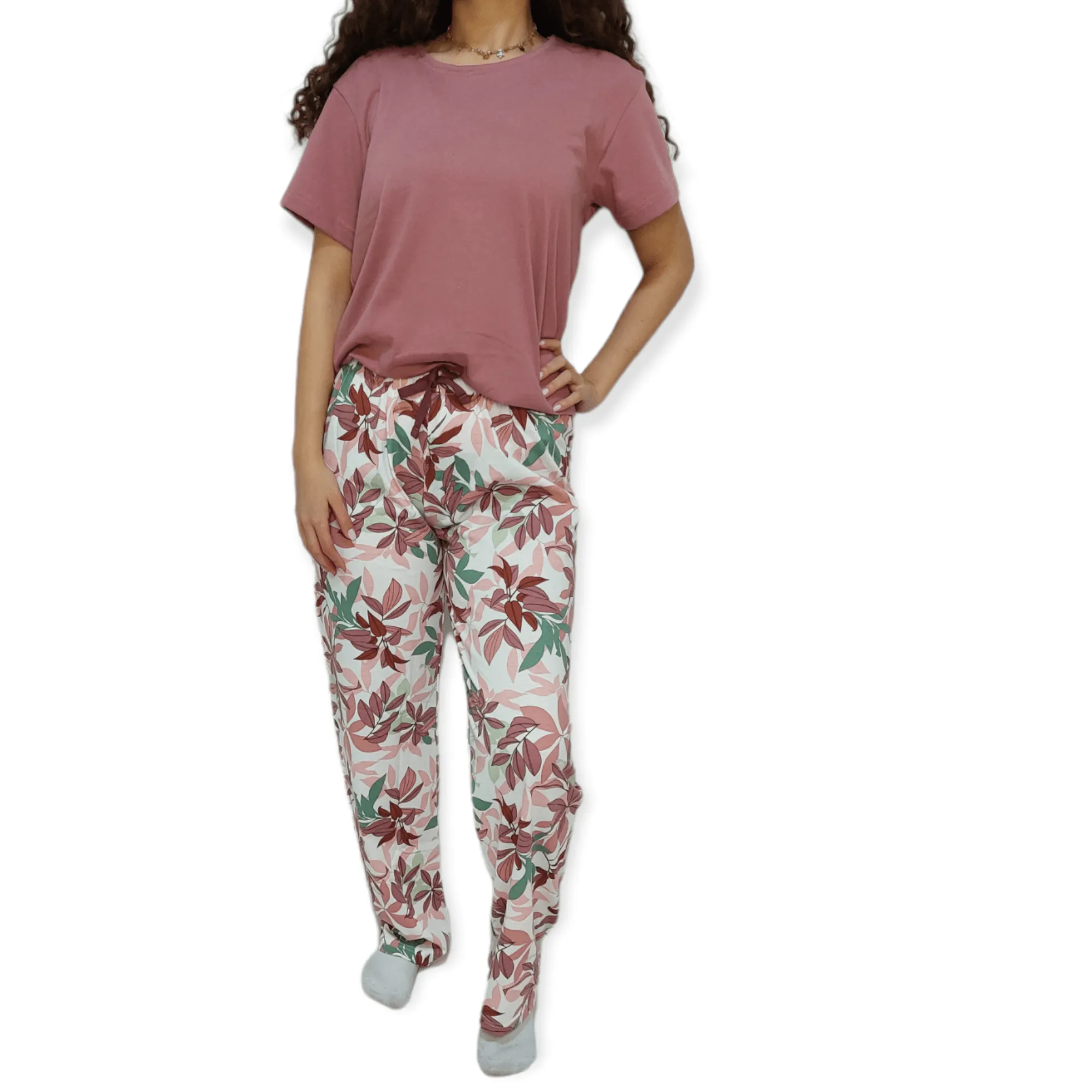 Women Pajama Set - Light Burgundy