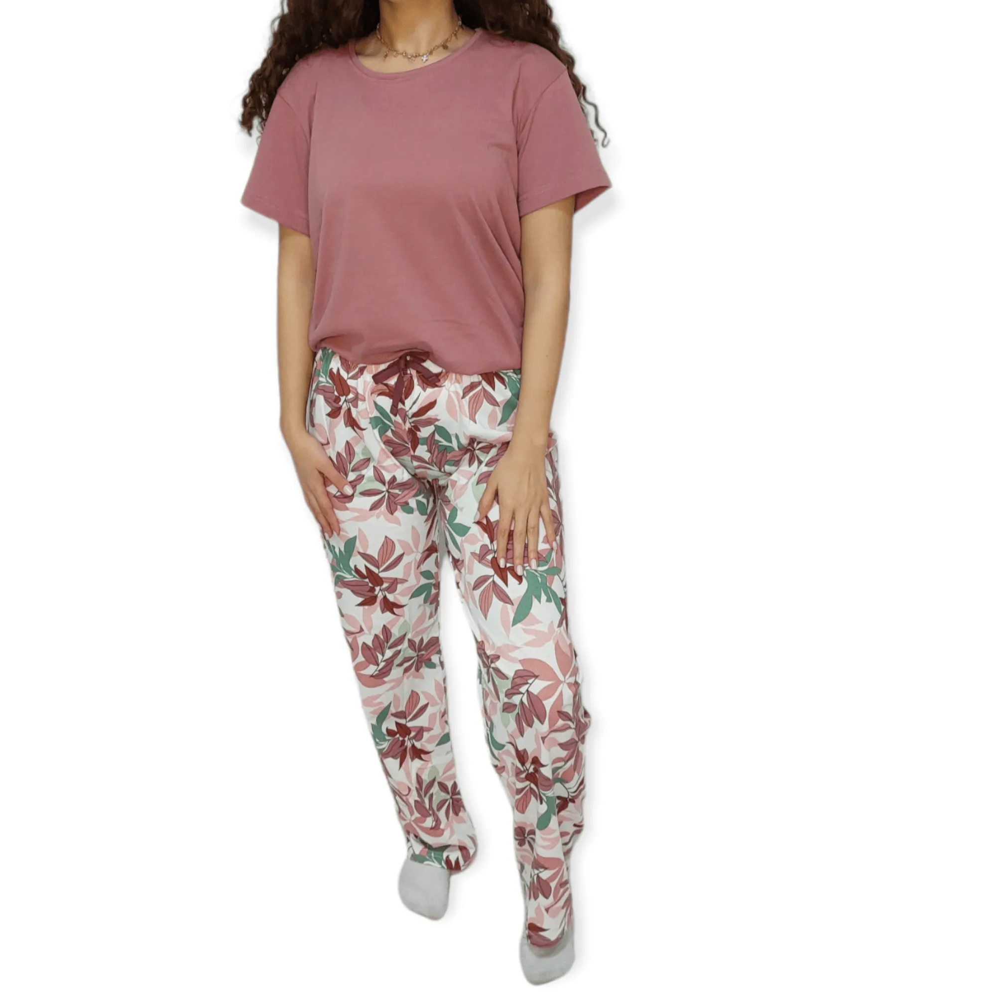 Women Pajama Set - Light Burgundy