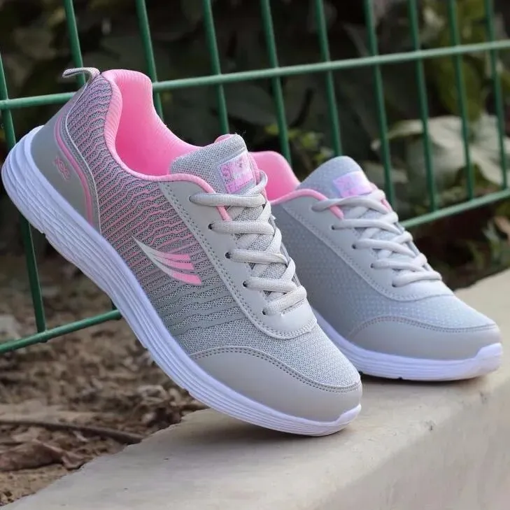 Women Sneakers Trainers Shoes Ladies Sport Mesh Sneakers Pink Flat Shoes - WSA50045