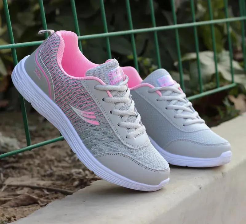 Women Sneakers Trainers Shoes Ladies Sport Mesh Sneakers Pink Flat Shoes - WSA50045