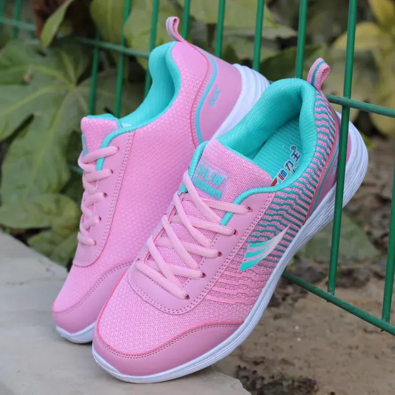 Women Sneakers Trainers Shoes Ladies Sport Mesh Sneakers Pink Flat Shoes - WSA50045