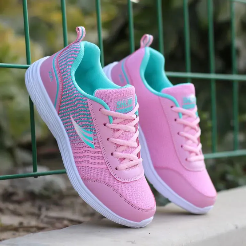 Women Sneakers Trainers Shoes Ladies Sport Mesh Sneakers Pink Flat Shoes - WSA50045