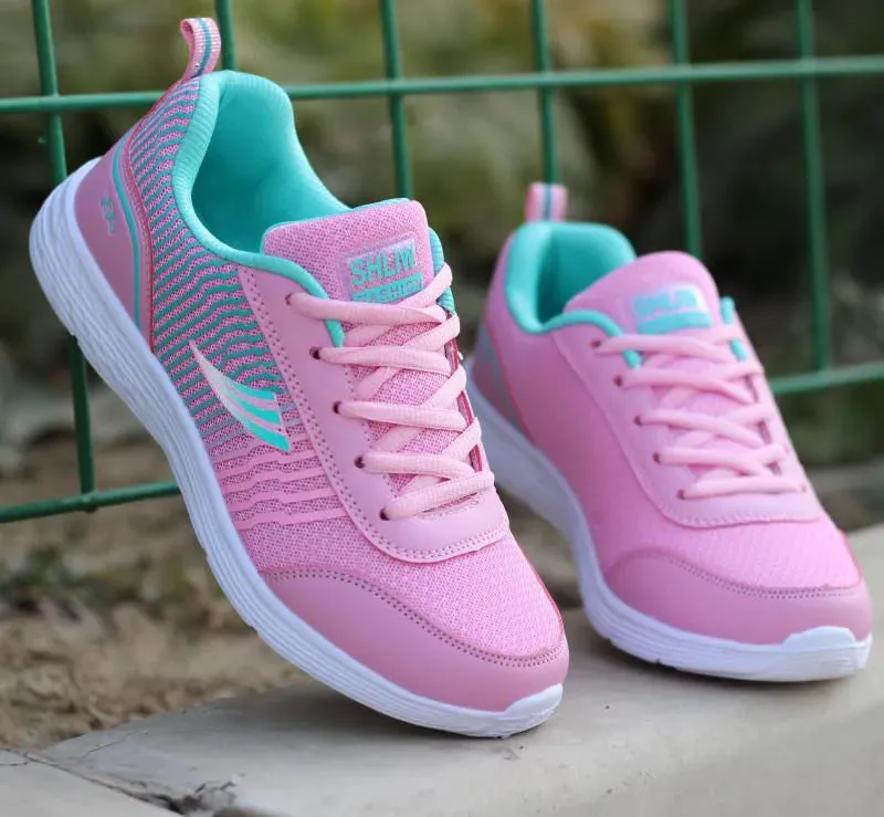 Women Sneakers Trainers Shoes Ladies Sport Mesh Sneakers Pink Flat Shoes - WSA50045