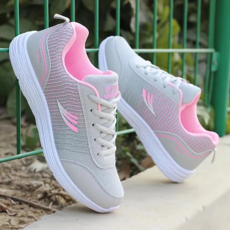 Women Sneakers Trainers Shoes Ladies Sport Mesh Sneakers Pink Flat Shoes - WSA50045