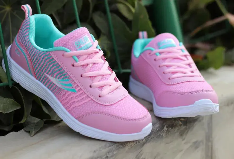 Women Sneakers Trainers Shoes Ladies Sport Mesh Sneakers Pink Flat Shoes - WSA50045