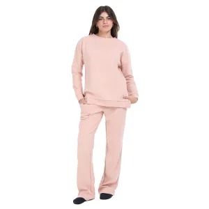 Women Winter Pajama Set Dusty Rose Oversized Sweatshirt   Pants