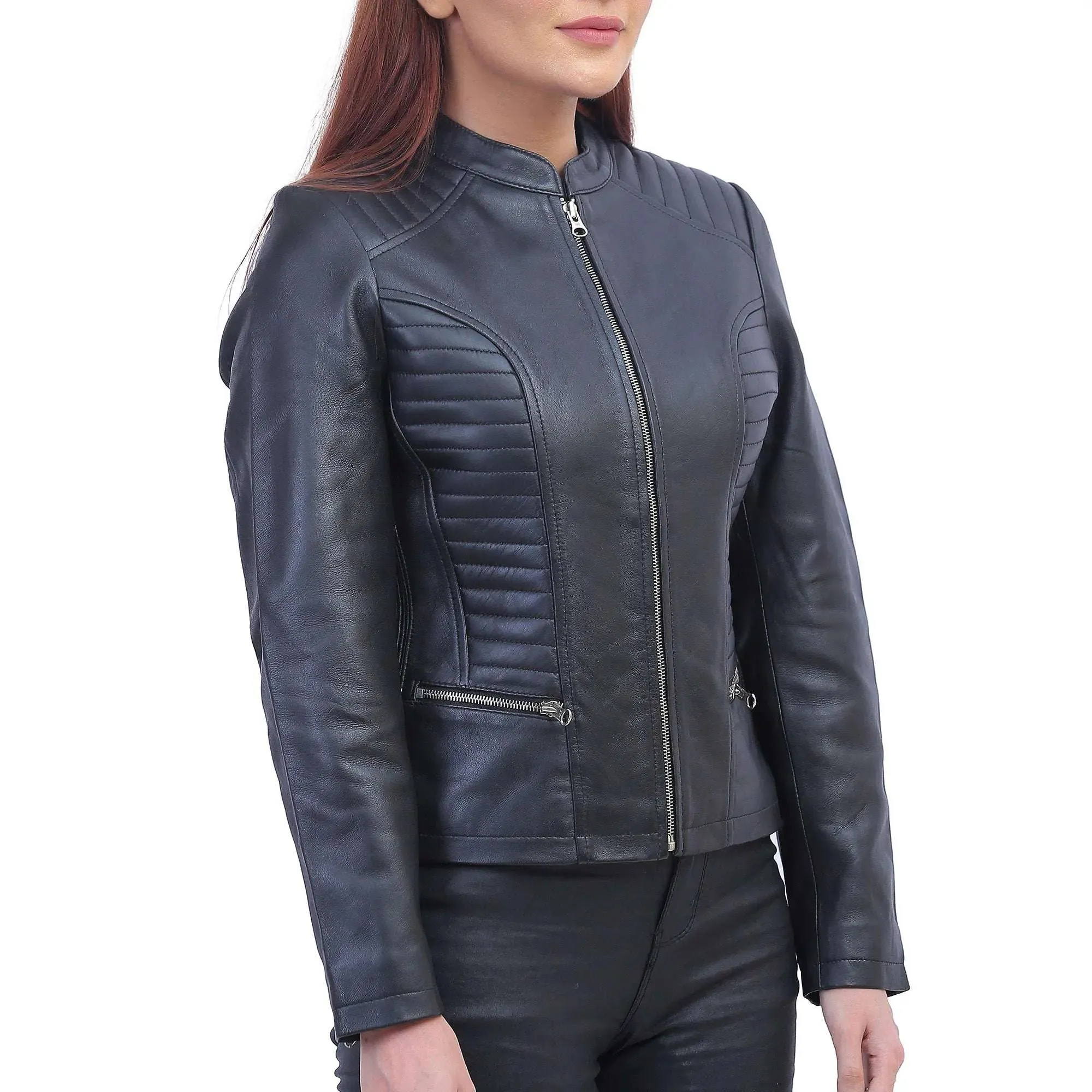 Womens Black Padded Leather Jacket