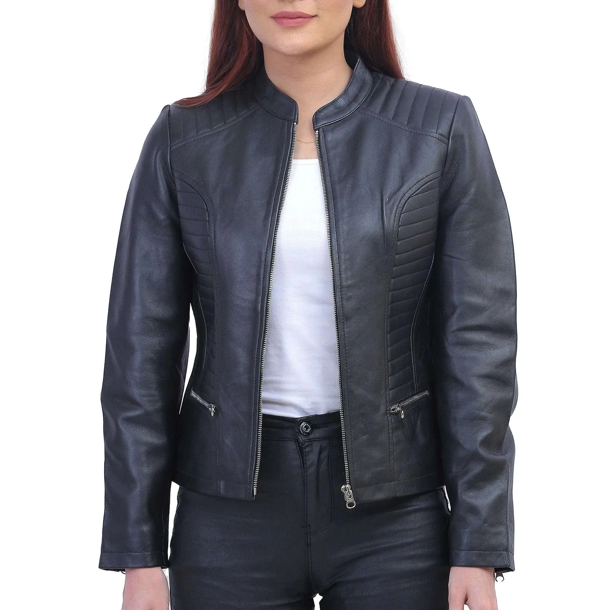 Womens Black Padded Leather Jacket