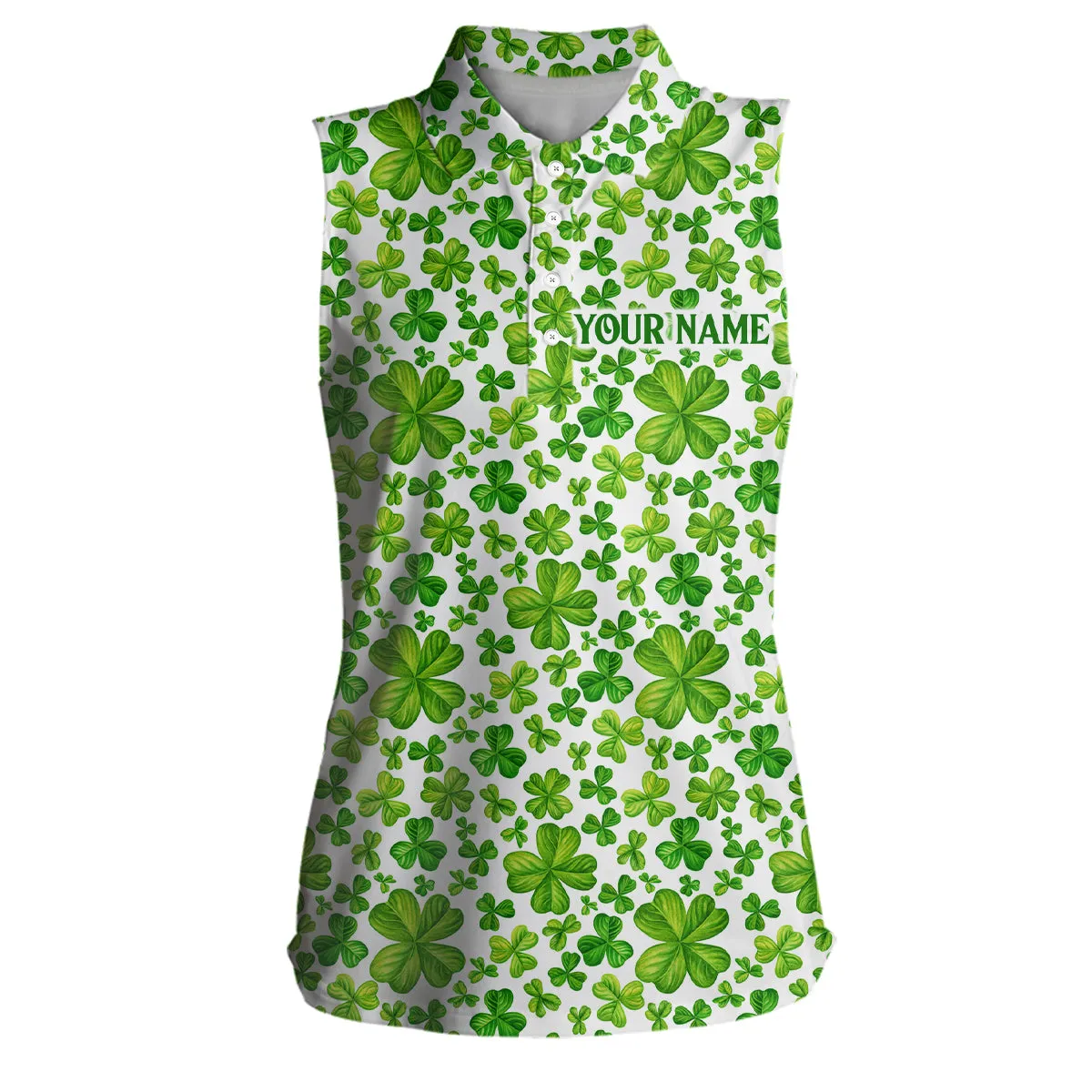 Womens Golf Polos Shirts Watercolor Green Clover St Patrick's Day Pattern Custom Team Golf Polos