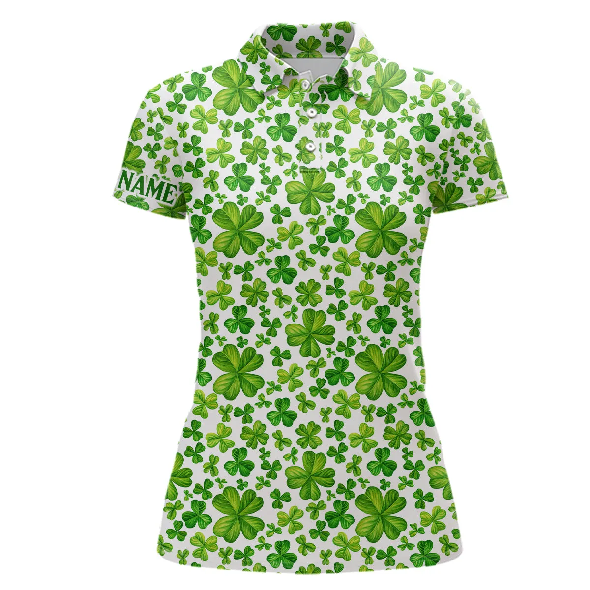 Womens Golf Polos Shirts Watercolor Green Clover St Patrick's Day Pattern Custom Team Golf Polos