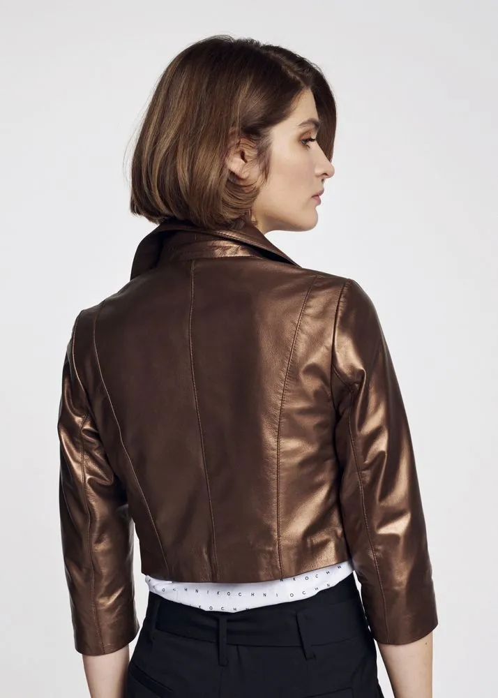 Womens Metallic Style Cooper Leather Jacket